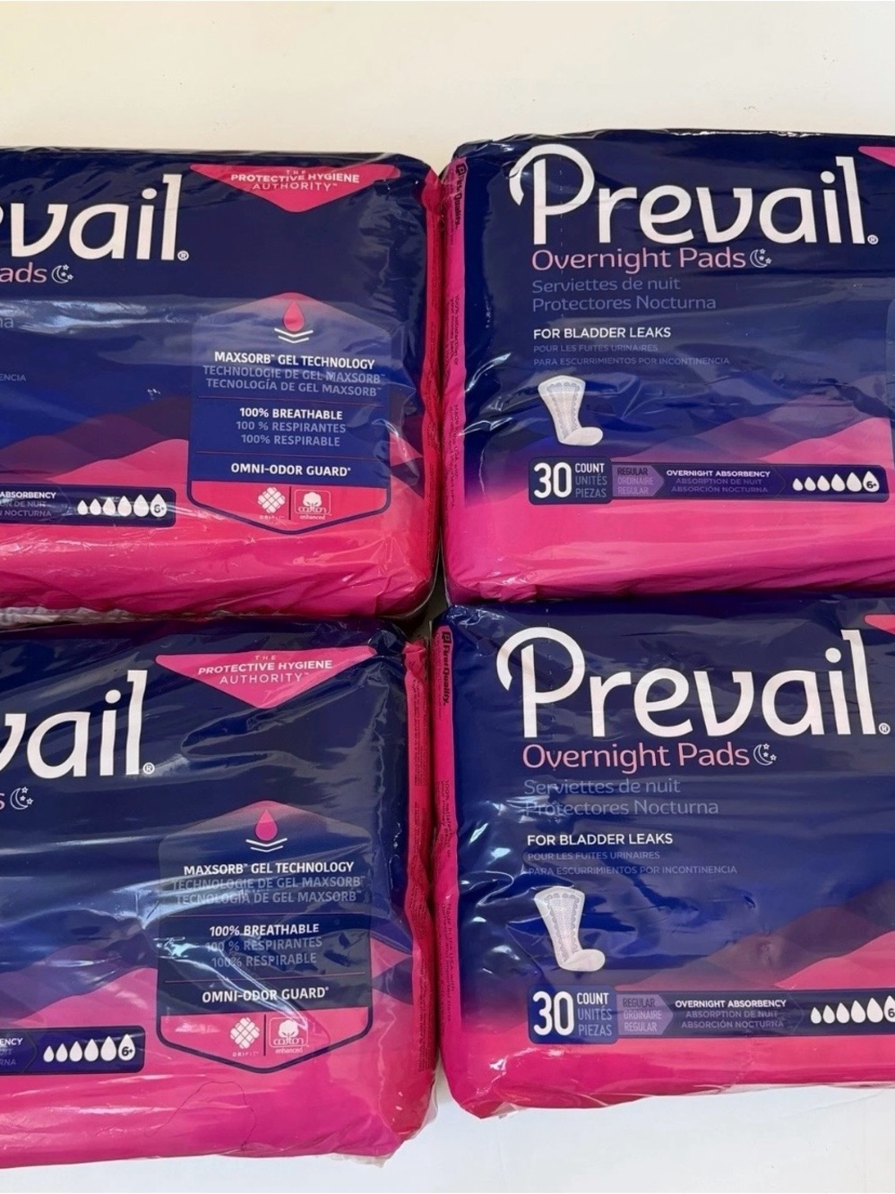 Pack of 4 Prevail Overnight Blader Control Pads